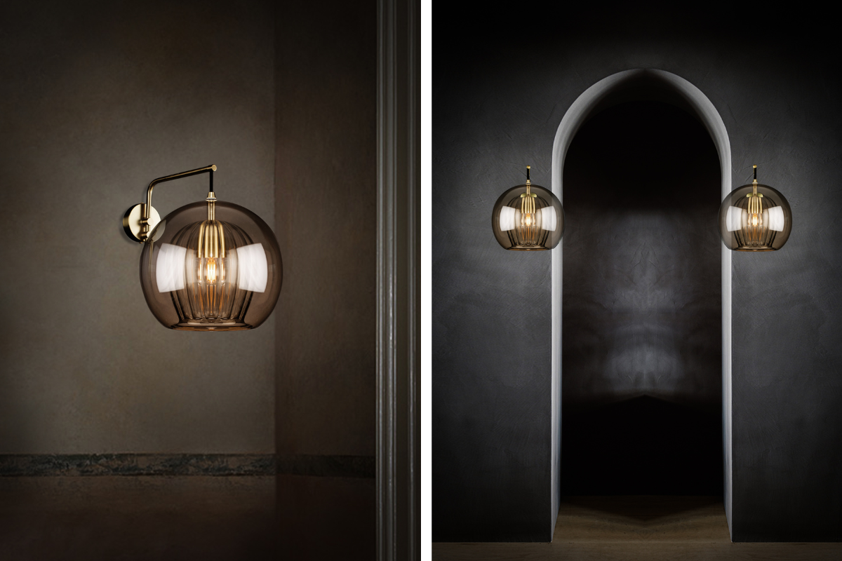 Pleated Crystal Wall Sconce (Smoke)