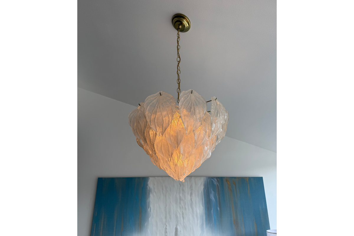 Vintage 1930's Italian Murano Leaf Chandelier