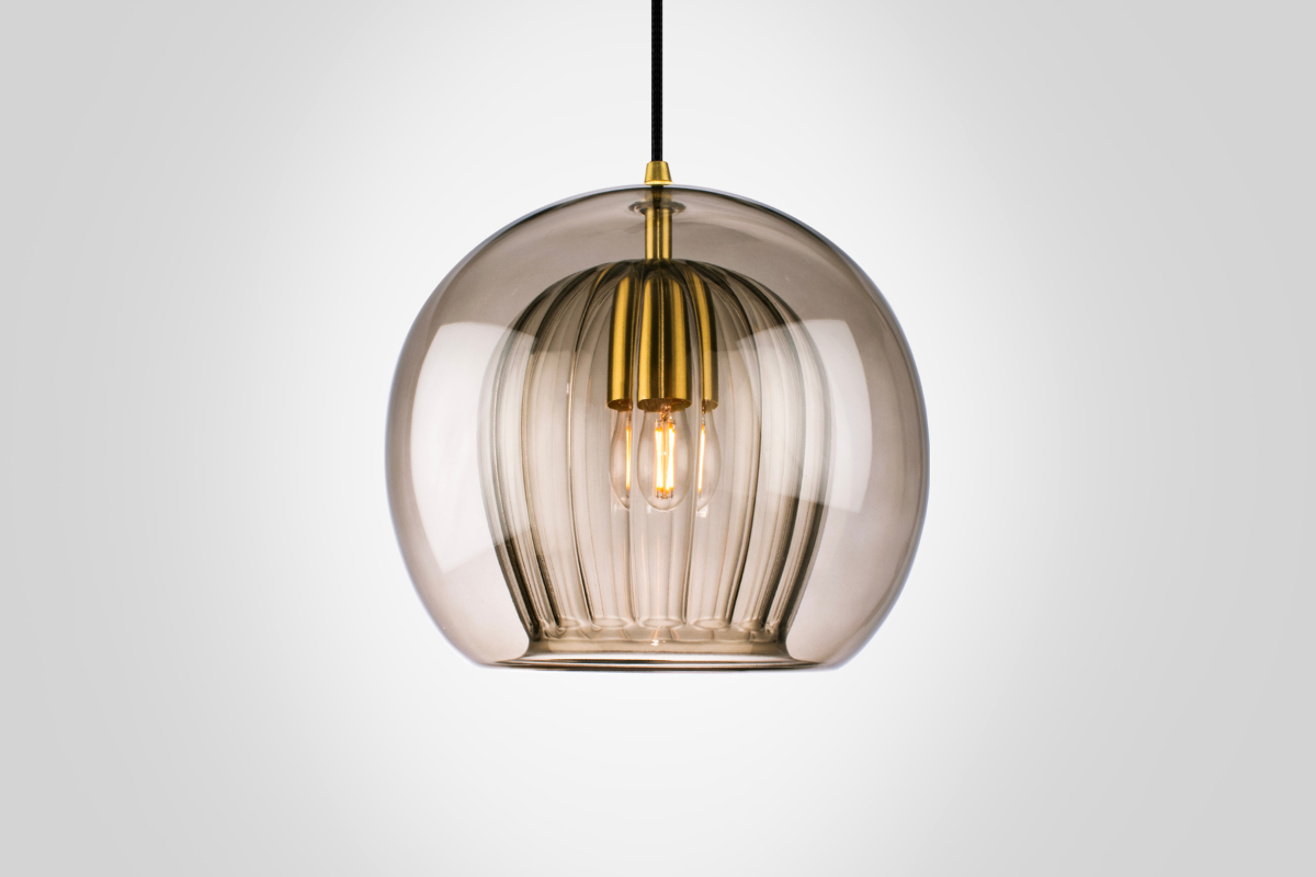 Pleated Crystal Pendant (Smoke)