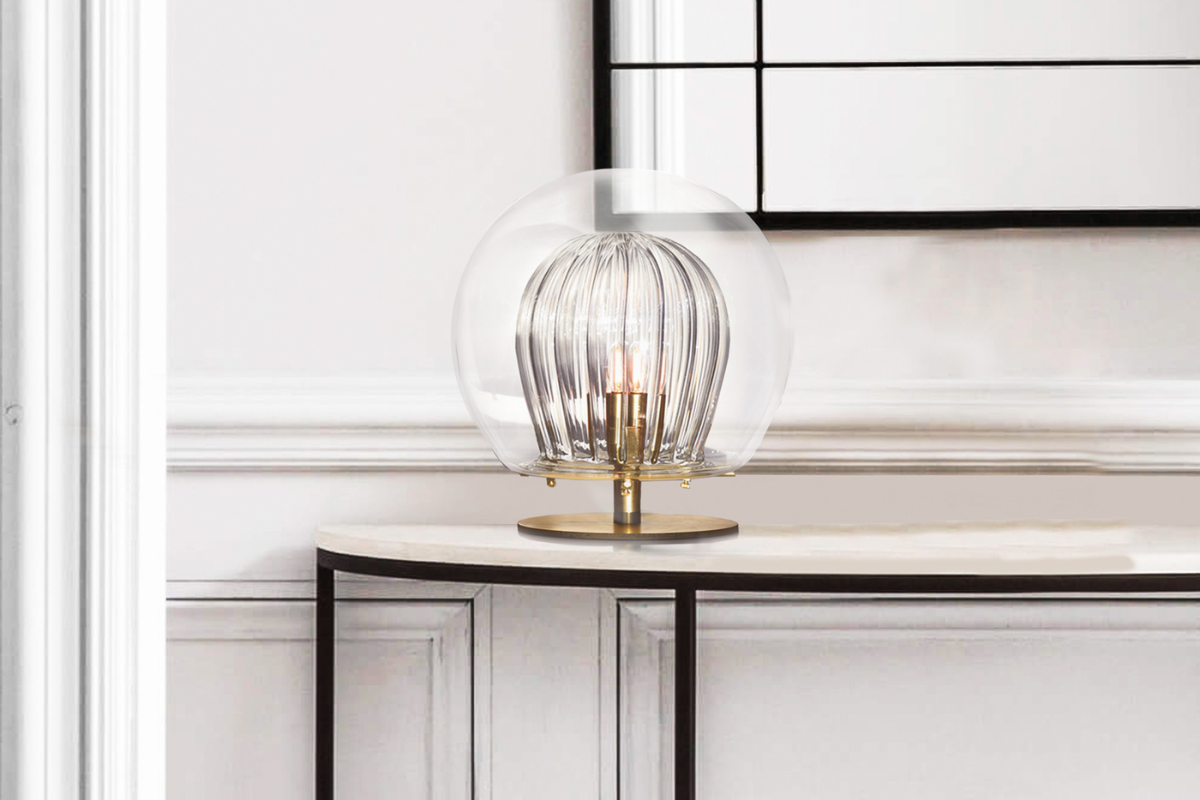 Pleated Crystal Table Lamp